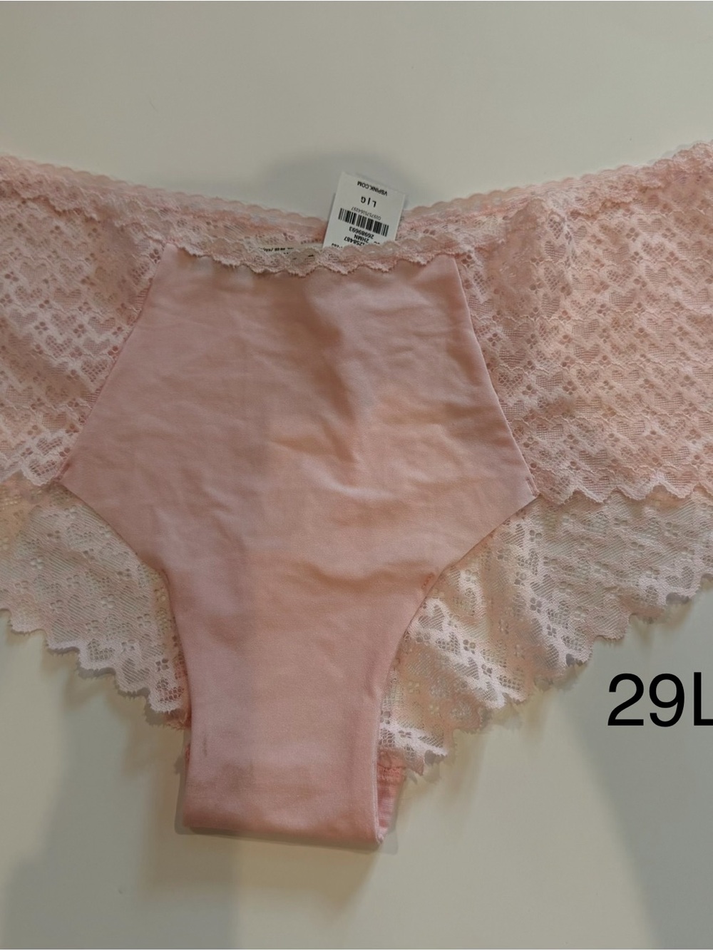 Women's Lace-Trim Cotton Blend Panty - Pink